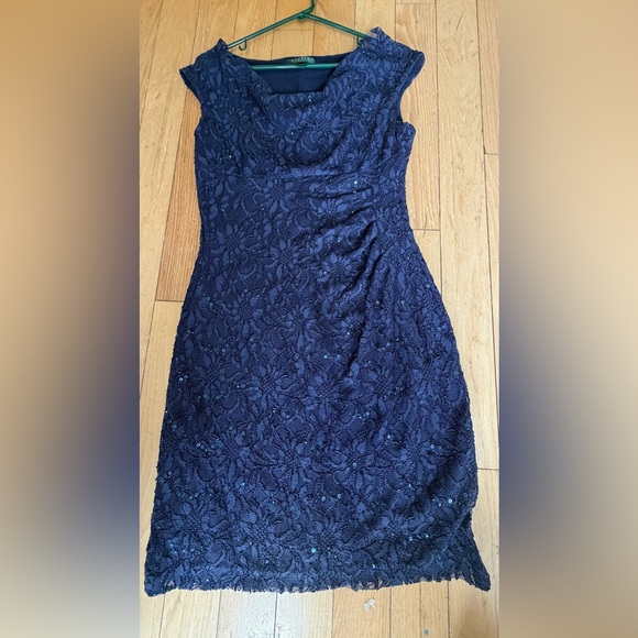 Lauren Ralph Lauren Navy Lace Mini Dress - Picture 4 of 6